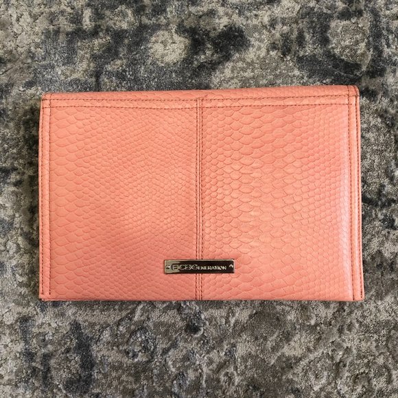BCBG Light Pink Faux Snakeskin Envelope Clutch - Picture 2 of 13
